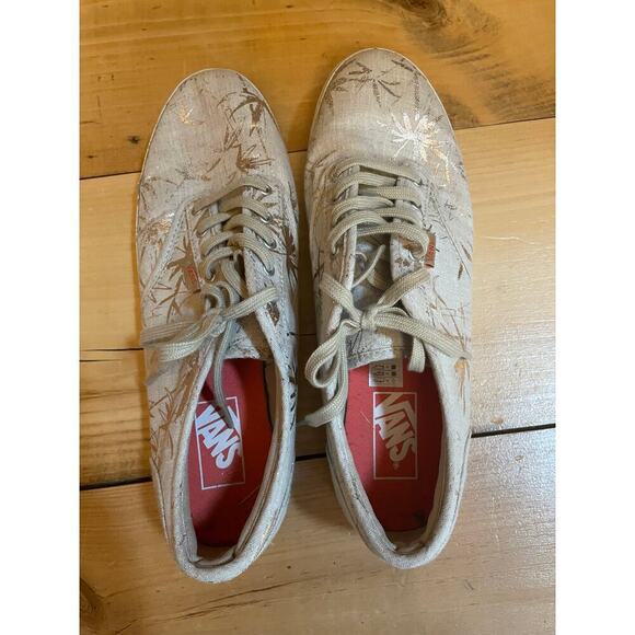 VANS Off The Wall Golden Metallic Palm Tree Sneakers - Size 10. womens - Picture 3 of 5